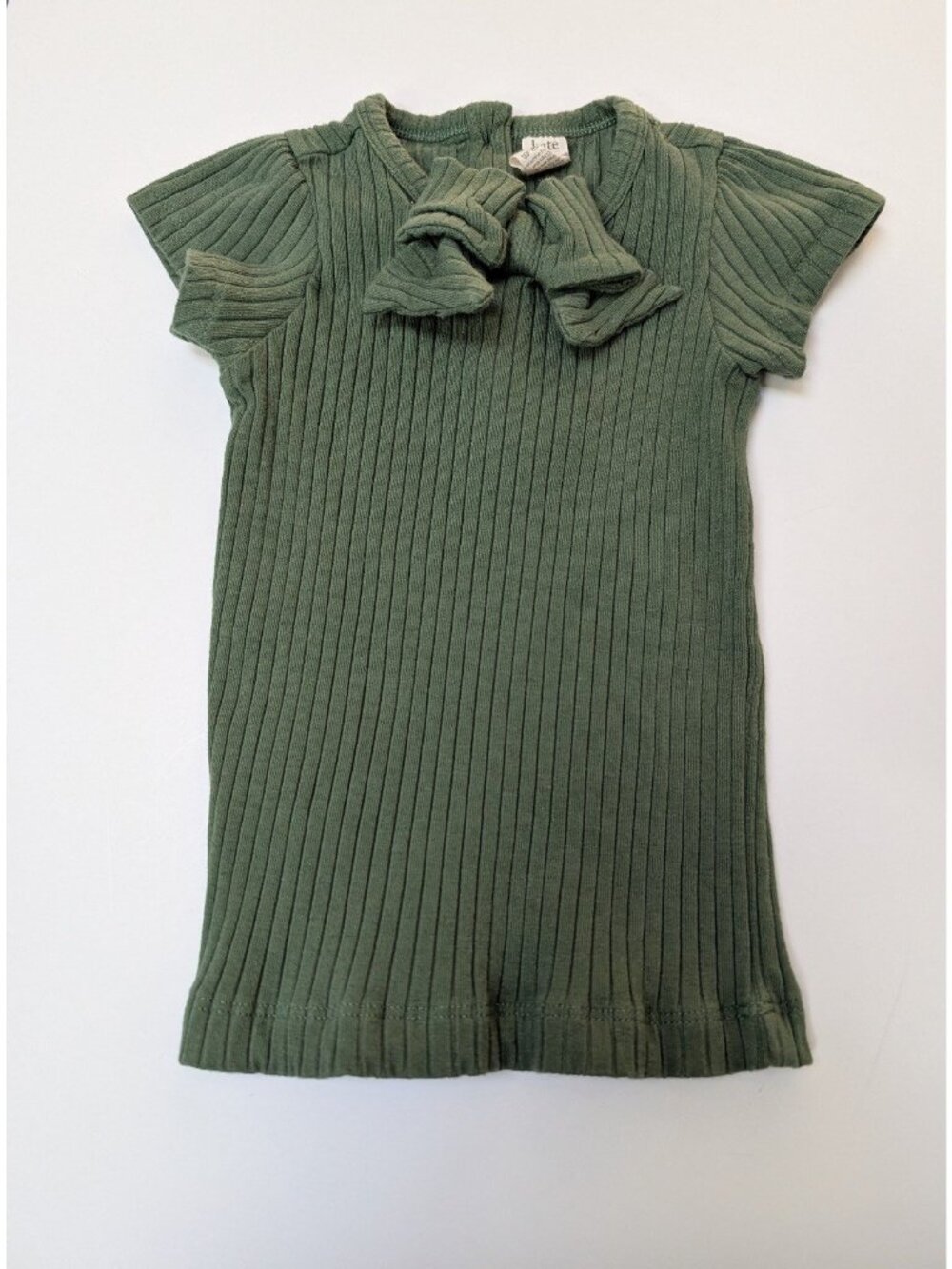 Kate Quinn Organic Cotton Wide Rib 2T Green Bow Short sleeve shirt Tee